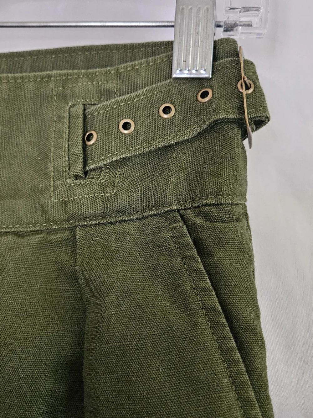 Banana Republic wide leg pleated culottes Womens 4 Olive Green Lagenlook Linen